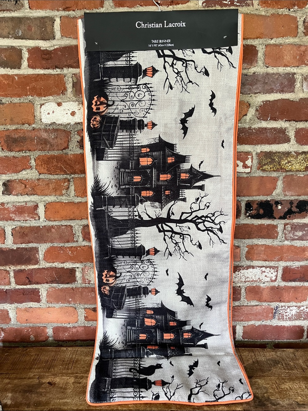 Christian Lacroix Black & Orange Haunted House Table Runner